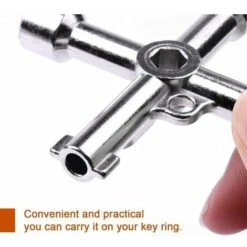 OAAO Clé Utilitaire Multifonctionnelle à 4 Voies, Triangle En Acier Inoxydable/clé Carrée Universelle En Forme De Croix Pour L'ouverture De La Vanne De L'armoire D'ascenseur électrique De Train -Silverols Magasin 87201504 5