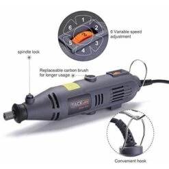 TACKLIFE Outil Rotatif, Outil Multifonction 135 W Avec 60 Accessoires, 10 000 à 32 000 Tr/min, Idéal Pour La Gravure, La Coupe, Le Polissage, Le Meulage, Le Perçage, Etc.t - RTD34AC 9 TACKLIFE Outil Rotatif, Outil Multifonction 135 W Avec 60 Accessoires, 10 000 à 32 000 Tr/min, Idéal Pour La Gravure, La Coupe, Le Polissage, Le Meulage, Le Perçage, Etc.t - RTD34AC -Silverols Magasin 87563808 3