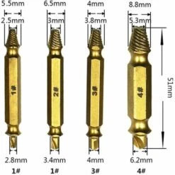 Percer 4pcs S2 Titane Cassé Boulon Dommages à Vis Remover Extracteur Forets Facile Goujon Arrière Vis Extracteur 1 2 3, 4 -Silverols Magasin 88622808 3