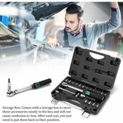 2-24N.m 1/4 Pouce Drive 15 PCS Clé Dynamométrique Préréglée Ensemble D'embouts De Clé Dynamométrique à Dégagement Rapide Mini Clé Dynamométrique Réglable Portable Ménage Vélo Voiture Auto Réparations -Silverols Magasin 89256876 5