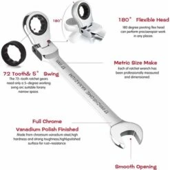 MINKUROW 6 Pièces Clés à Cliquet, Jeu De Clés Mixtes 8/10/12/13/14/17 Mm Clés Mixtes à Cliquet En Acier Au Chrome Vanadium, Clé Plate à Cliquet Avec Support à Manche De Rangement, Rotation à 180° -Silverols Magasin 91030386 3