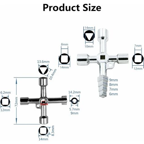 Voies Clé Multifonction 6 Pièces, Clé Triangle Clé De Interrupteur De Robinet Clé En Croix Universelle Clef Passe Partout, Pour Compteur Eau Radiateurs Compteurs Gaz Ascenseurs Coffret Electrique 5 Voies Clé Multifonction 6 Pièces, Clé Triangle Clé De Interrupteur De Robinet Clé En Croix Universelle Clef Passe Partout, Pour Compteur Eau Radiateurs Compteurs Gaz Ascenseurs Coffret Electrique – Image 3