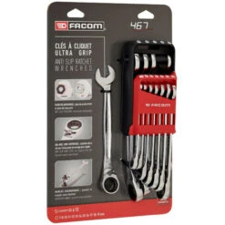 ETUI 12 CLES MIXTES A CLIQUET ULTRA GRIP 7 à 19 - FACOM 467B.JP12PB