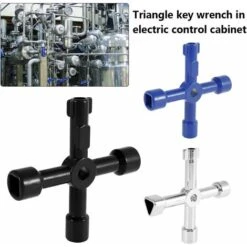 Clé à Clé-électrique Réservoir De Gaz D'eau Armoire à Pharmacie Déverrouiller Clé Croix Triangle Clé Multifonctionnelle Pratique Clé (argent,1pc) -Silverols Magasin 94267495 5