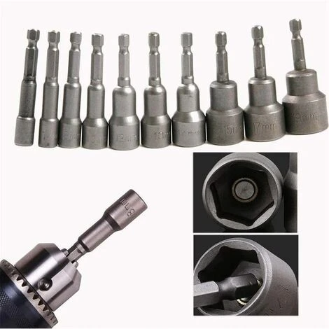 10 X Douille Torx Magnétique Adaptateur Embout En Acier Chromé Vanadium Mandrin Pans Carré Hexagonal 6-19mm 1/4 Drill Bit 5 10 X Douille Torx Magnétique Adaptateur Embout En Acier Chromé Vanadium Mandrin Pans Carré Hexagonal 6-19mm 1/4 Drill Bit – Image 3