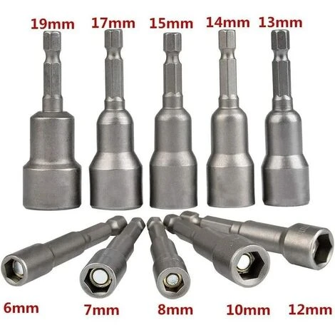 10 X Douille Torx Magnétique Adaptateur Embout En Acier Chromé Vanadium Mandrin Pans Carré Hexagonal 6-19mm 1/4 Drill Bit 6 10 X Douille Torx Magnétique Adaptateur Embout En Acier Chromé Vanadium Mandrin Pans Carré Hexagonal 6-19mm 1/4 Drill Bit – Image 4