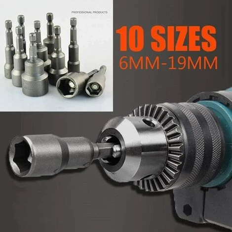 10 X Douille Torx Magnétique Adaptateur Embout En Acier Chromé Vanadium Mandrin Pans Carré Hexagonal 6-19mm 1/4 Drill Bit 7 10 X Douille Torx Magnétique Adaptateur Embout En Acier Chromé Vanadium Mandrin Pans Carré Hexagonal 6-19mm 1/4 Drill Bit – Image 5