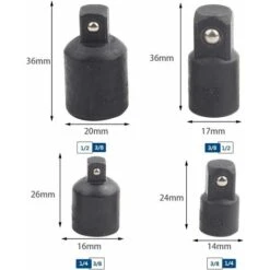 Jeu De 4pcs Adaptateurs Augmentateurs Et Réducteurs 1/2", 3/8", 1/4" Pour Douilles Aux Clefs -Silverols Magasin 96339156 2