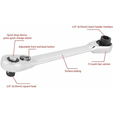 Clé à Cliquet Jeu De Clés à Cliquet - Mini Tournevis à Douille à Cliquet 1/4"Clé Dynamométrique Hexagonale (Size : 130 Mm) 7 Clé à Cliquet Jeu De Clés à Cliquet - Mini Tournevis à Douille à Cliquet 1/4"Clé Dynamométrique Hexagonale (Size : 130 Mm) – Image 5