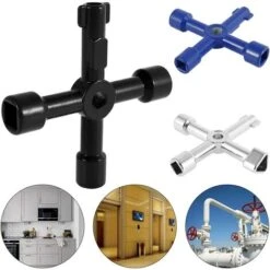 Clé Utilitaire Multifonction Cross Triangle Key Pour Gaz D'Eau Électrique Box Armoire à Pharmacie Clé D'Ouverture (noir) -Silverols Magasin 97501217 3