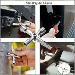 4 Pièces 4 Voies Clé Multifonction, Clé Utilitaire Multifonction, Clé En Croix Universelle, Clé Multifonctionnelle à 4 Voies, Adaptée Aux Compteurs D'Eau, Aux Ascenseurs, Etc H633 -Silverols Magasin 97678701 4