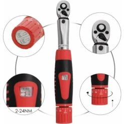 Clé Dynamométrique 1/4 Pouces, Précision ± 3% Jeu De Douilles Pour Vélo Et Moto 2-24nm Outil De Réparation De Couple Adaptateur De Couple Clé à Douille -Silverols Magasin 98450437 3