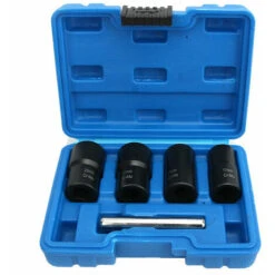 Lot De 5 Douilles Torsadées, Extracteur D'écrou De Roue Dénudé, Outil D'extraction D'écrou De Roue Rouillé Endommagé Avec Barre De Poinçonnage Pour Mécanique -17 Mm, 19 Mm, 21 Mm, 22 Mm