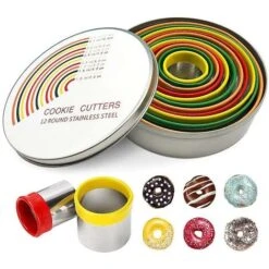Ensemble De 1 Emporte-pièce Rond Pour Biscuits, Ensemble De 12 Emporte-pièces En Acier Inoxydable, Emporte-pièces En Tailles Graduées Pour Beignet, Coupe-cercle