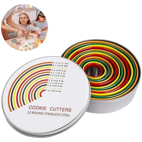 Ensemble De 1 Emporte-pièce Rond Pour Biscuits, Ensemble De 12 Emporte-pièces En Acier Inoxydable, Emporte-pièces En Tailles Graduées Pour Beignet, Coupe-cercle 4 Ensemble De 1 Emporte-pièce Rond Pour Biscuits, Ensemble De 12 Emporte-pièces En Acier Inoxydable, Emporte-pièces En Tailles Graduées Pour Beignet, Coupe-cercle – Image 2