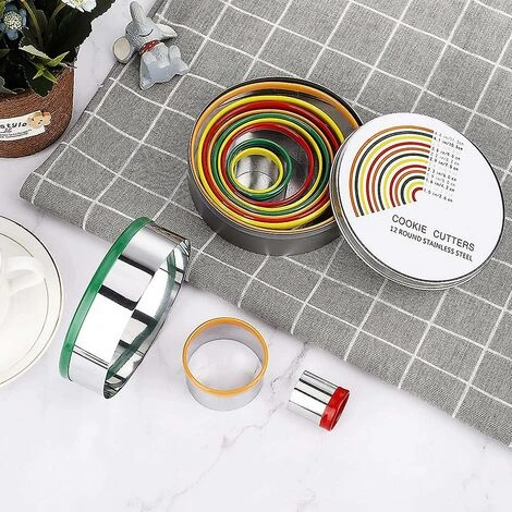 Ensemble De 1 Emporte-pièce Rond Pour Biscuits, Ensemble De 12 Emporte-pièces En Acier Inoxydable, Emporte-pièces En Tailles Graduées Pour Beignet, Coupe-cercle 6 Ensemble De 1 Emporte-pièce Rond Pour Biscuits, Ensemble De 12 Emporte-pièces En Acier Inoxydable, Emporte-pièces En Tailles Graduées Pour Beignet, Coupe-cercle – Image 4